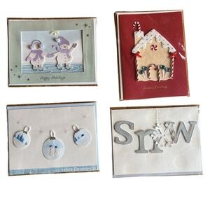 Burgoyne Fine Greeting Cards Holiday Christmas Card Sealed‎ Santa Ornaments Snow